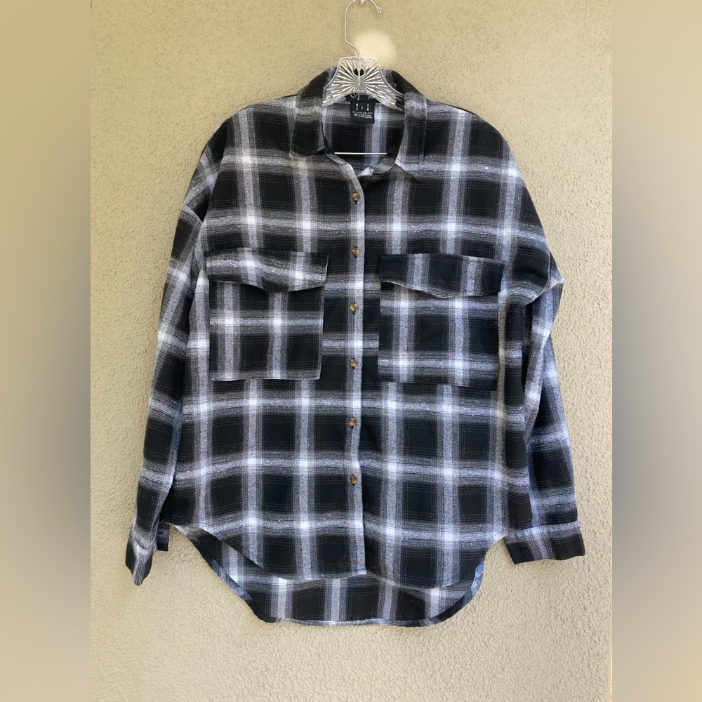 Spoon Jeans Womens Large Flannel Buffalo Plaid ,Button Down Shirt